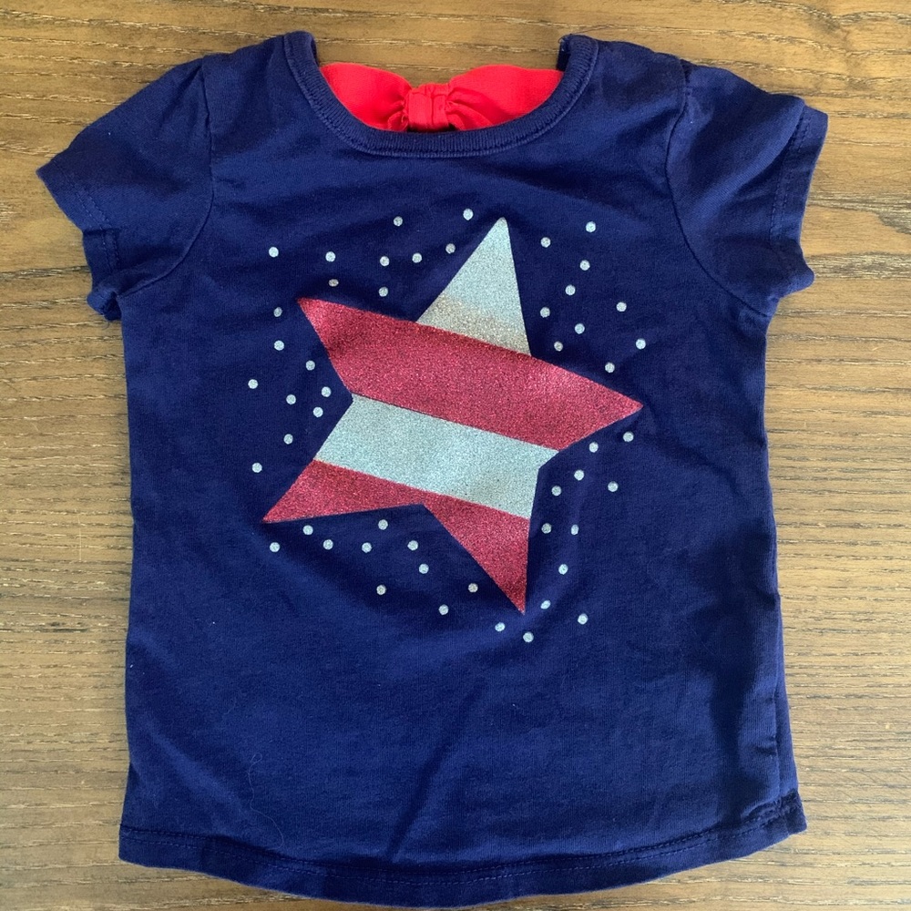 Red, Silver, and Blue Girls Star Graphic Tee